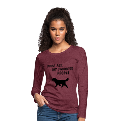 Frauen Premium Langarmshirt - Favorite Dog - Bordeauxrot meliert