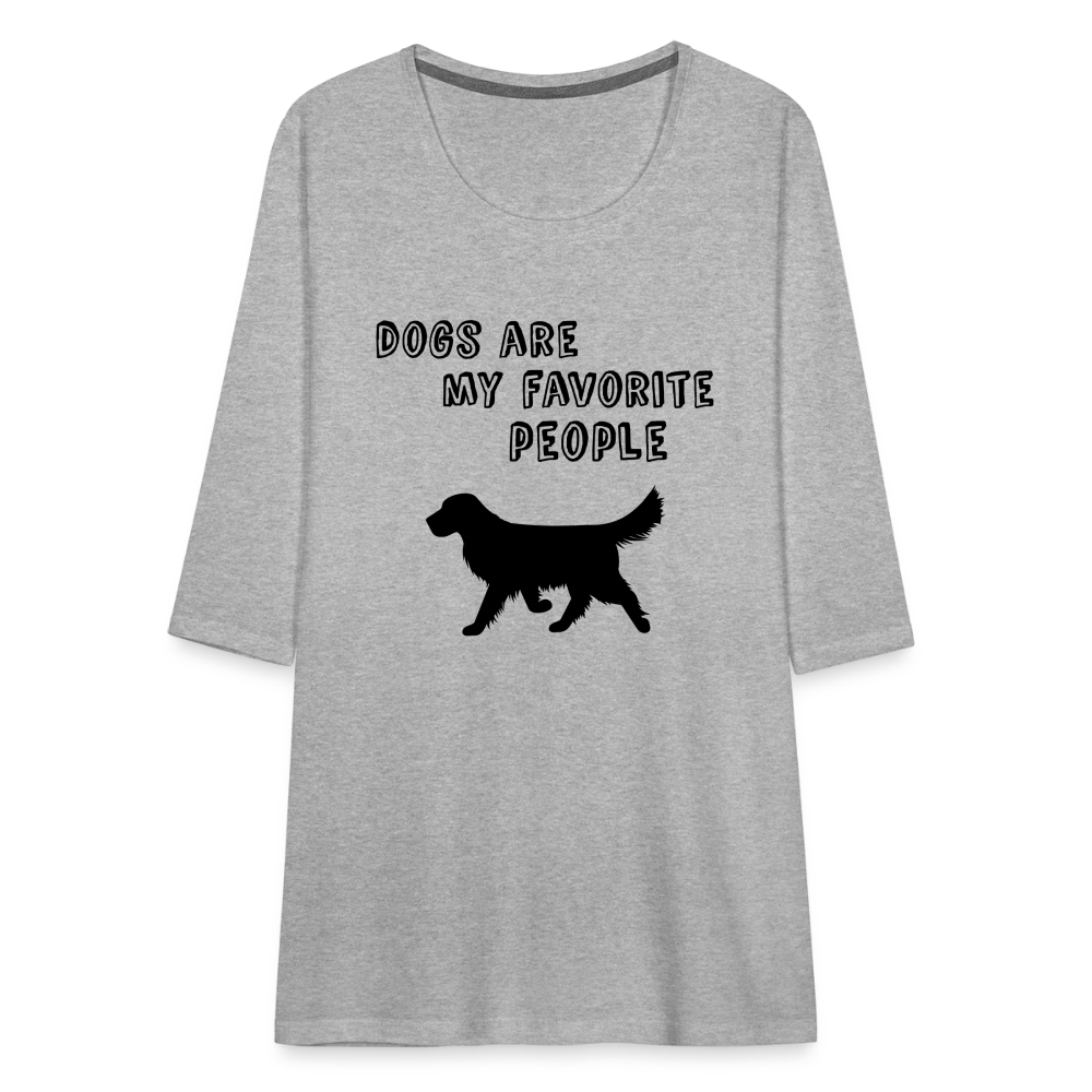 Frauen Premium 3/4-Arm Shirt - Favorite Dogs - Grau meliert