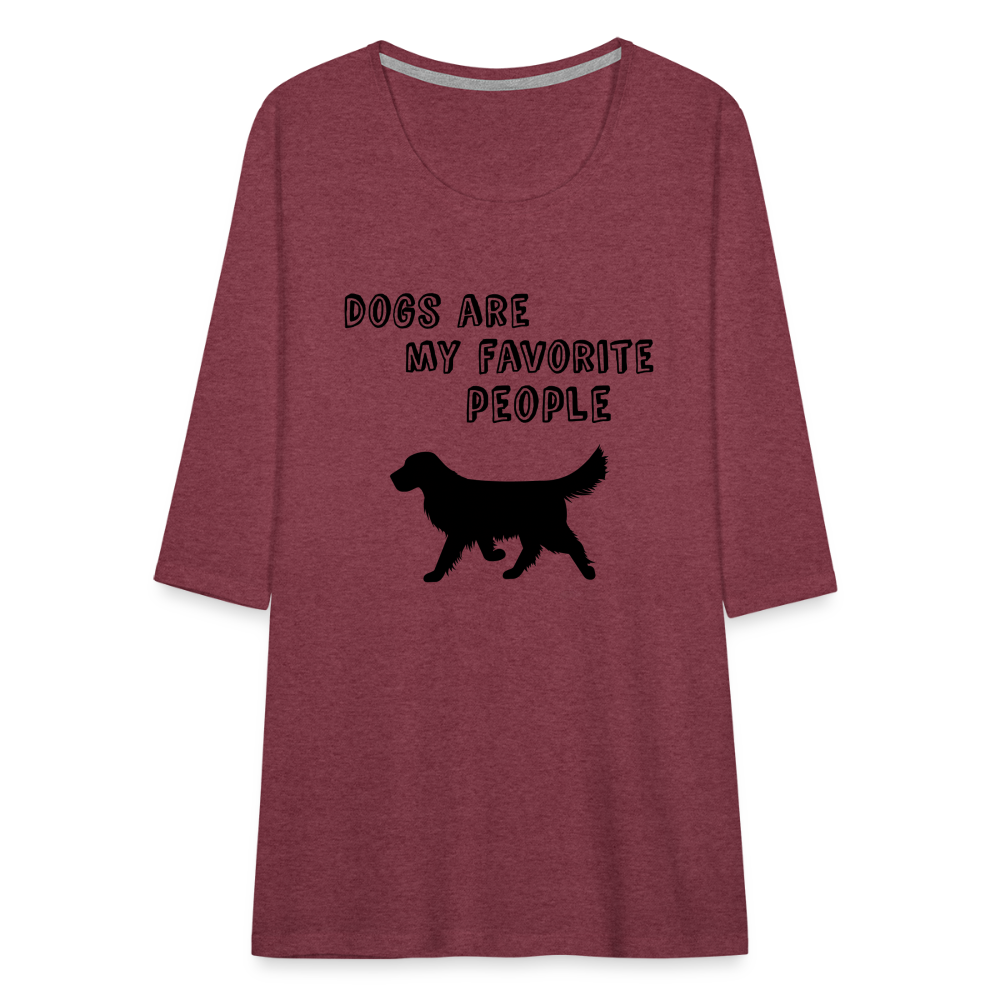 Frauen Premium 3/4-Arm Shirt - Favorite Dogs - Bordeauxrot meliert