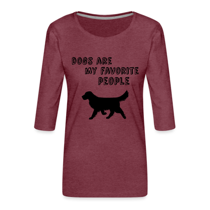 Frauen Premium 3/4-Arm Shirt - Favorite Dogs - Bordeauxrot meliert