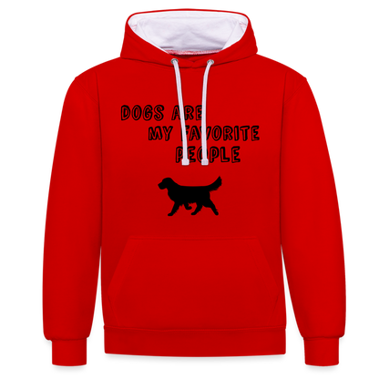 Kontrast-Hoodie - Favorite Dog - Rot/Weiß