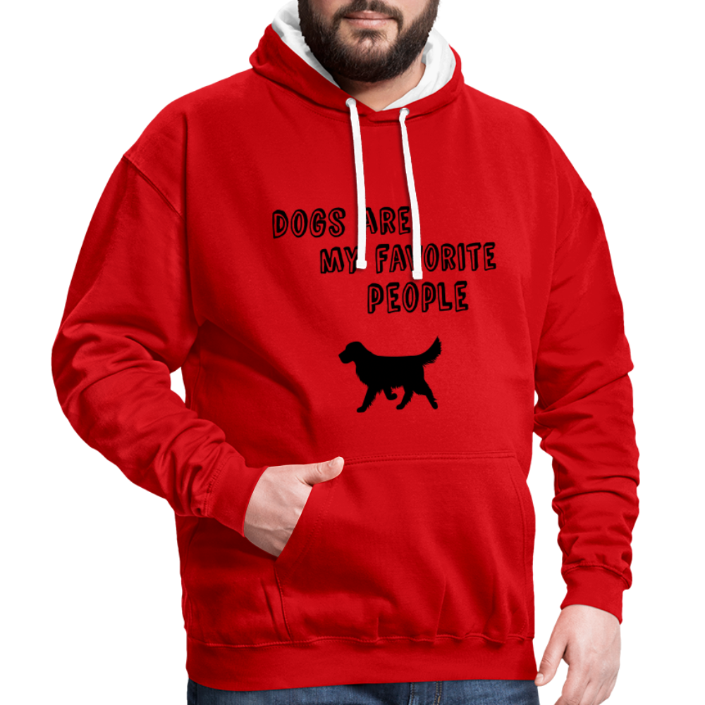 Kontrast-Hoodie - Favorite Dog - Rot/Weiß