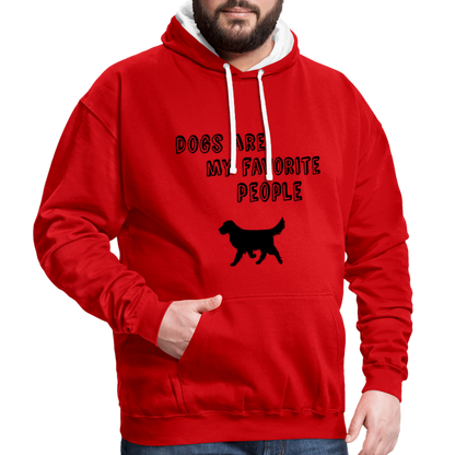 Kontrast-Hoodie - Favorite Dog - Rot/Weiß