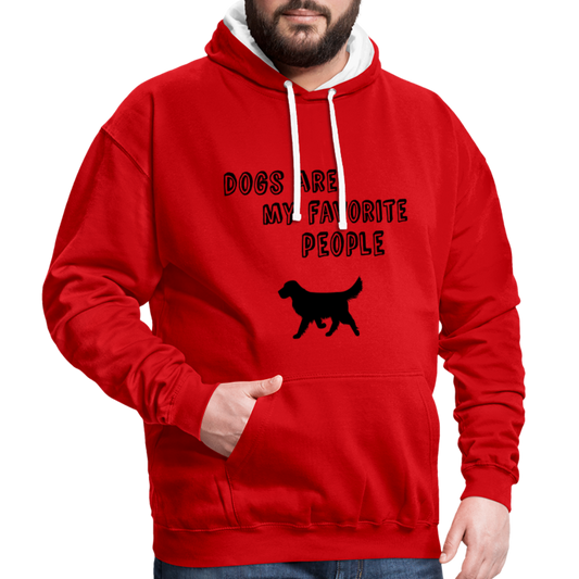 Kontrast-Hoodie - Favorite Dog - Rot/Weiß