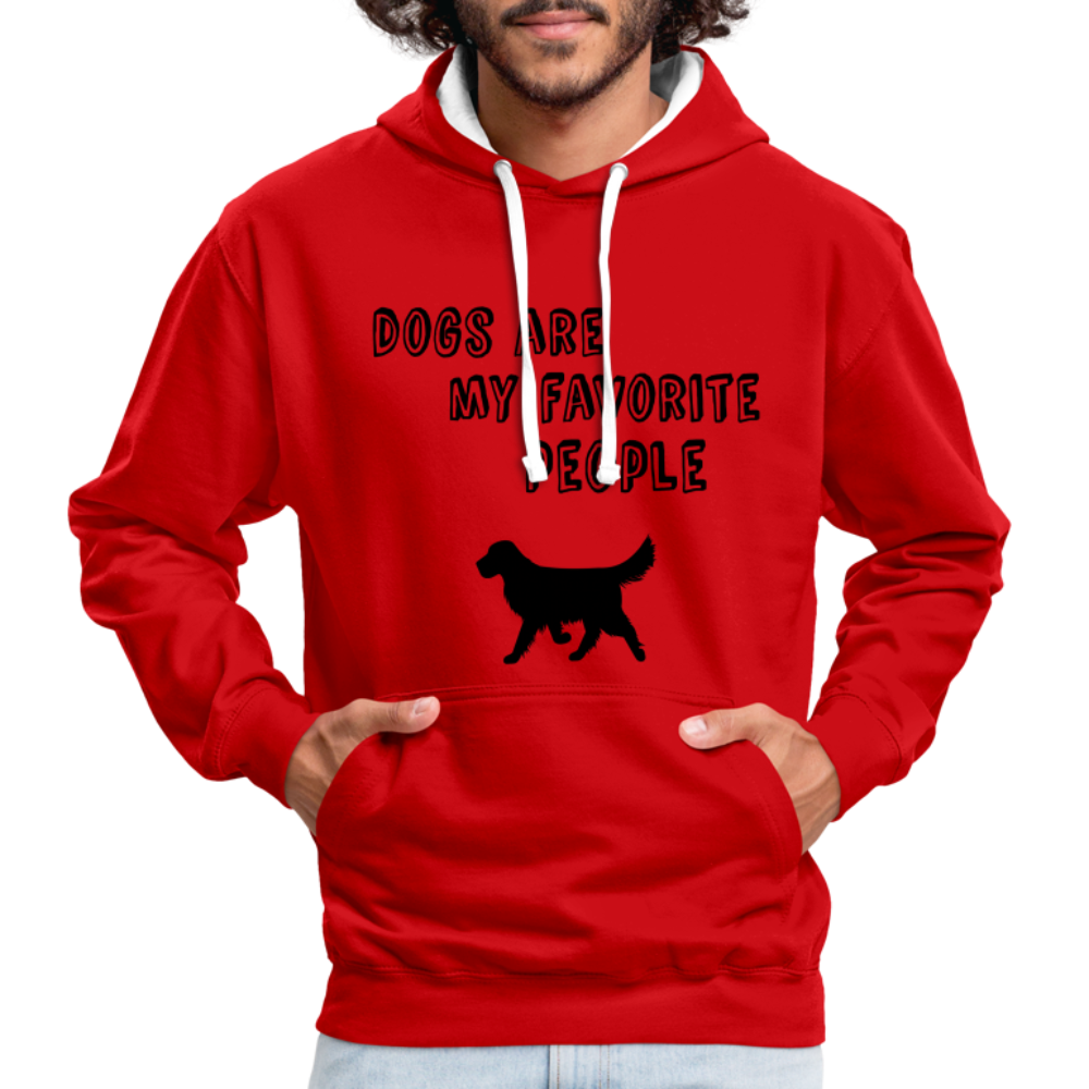 Kontrast-Hoodie - Favorite Dog - Rot/Weiß