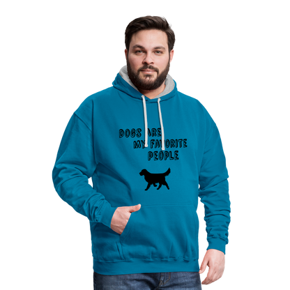 Kontrast-Hoodie - Favorite Dog - Pfauenblau/Grau meliert