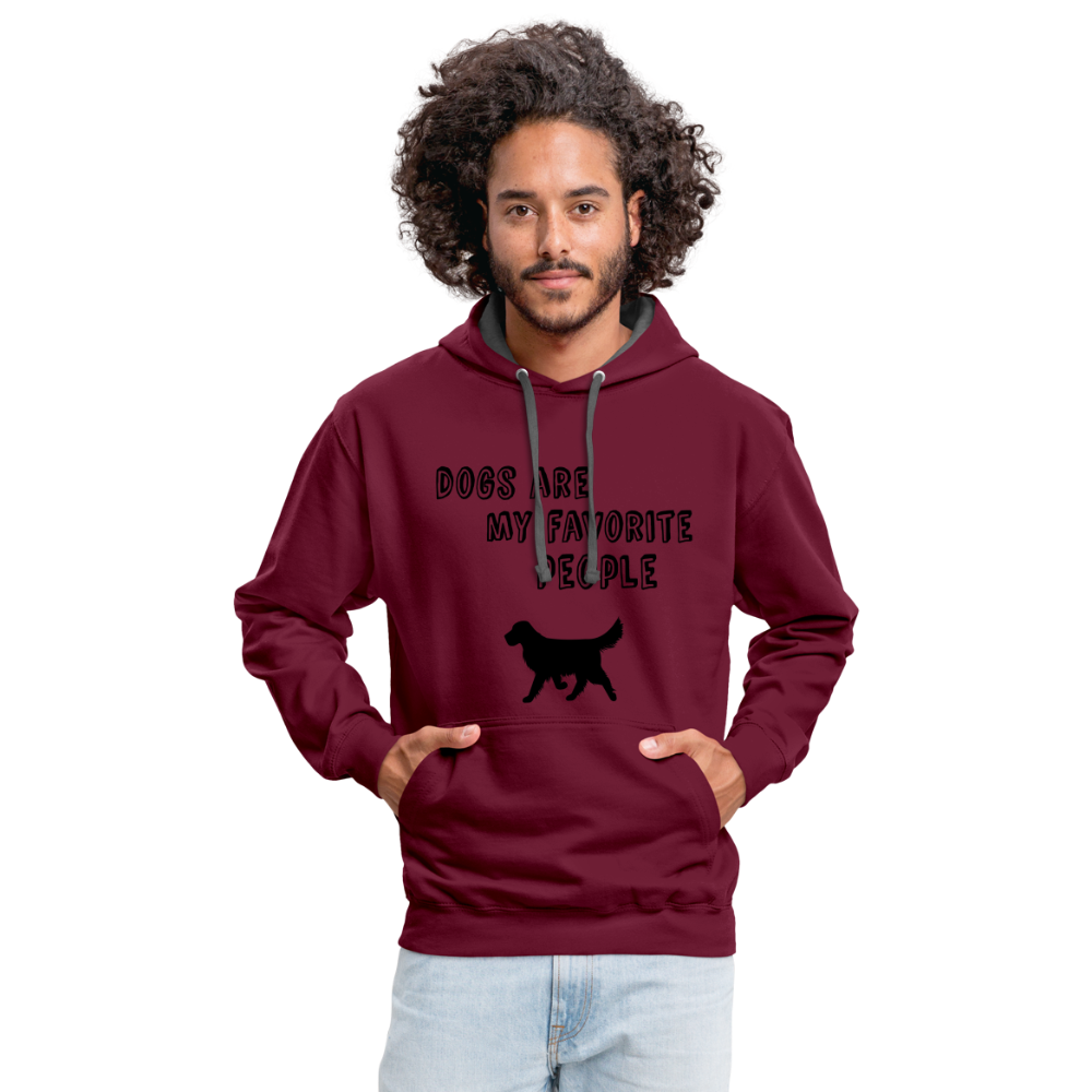 Kontrast-Hoodie - Favorite Dog - Weinrot/Anthrazit