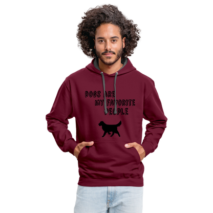 Kontrast-Hoodie - Favorite Dog - Weinrot/Anthrazit