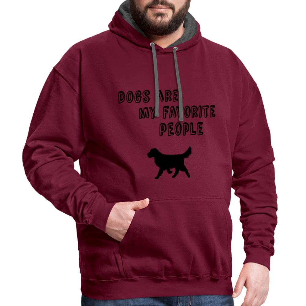 Kontrast-Hoodie - Favorite Dog - Weinrot/Anthrazit