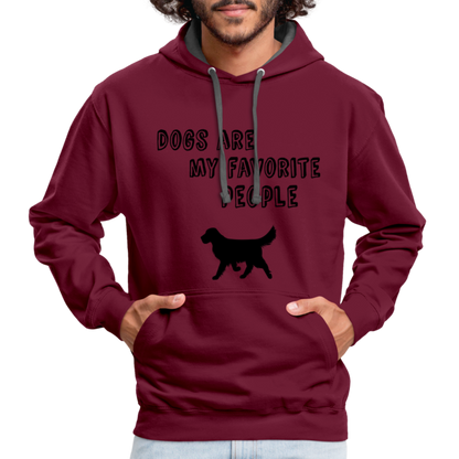 Kontrast-Hoodie - Favorite Dog - Weinrot/Anthrazit