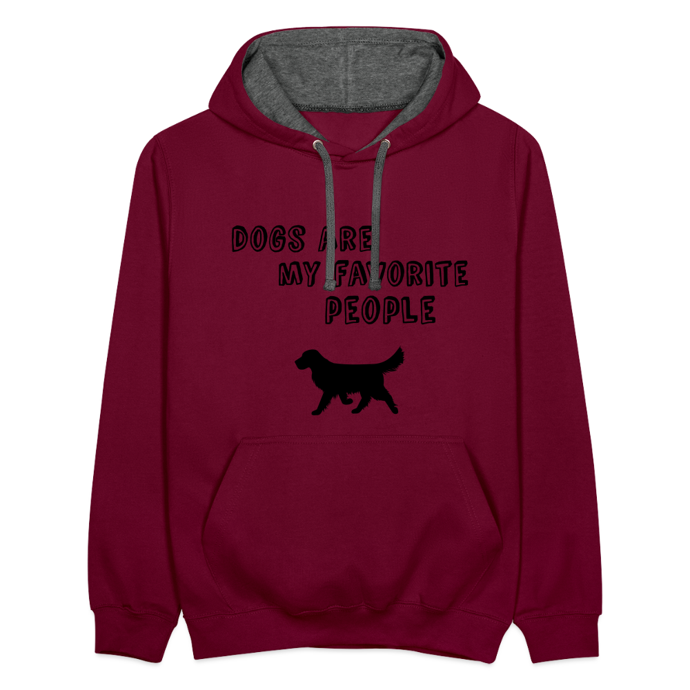 Kontrast-Hoodie - Favorite Dog - Weinrot/Anthrazit