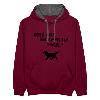 Kontrast-Hoodie - Favorite Dog - Weinrot/Anthrazit