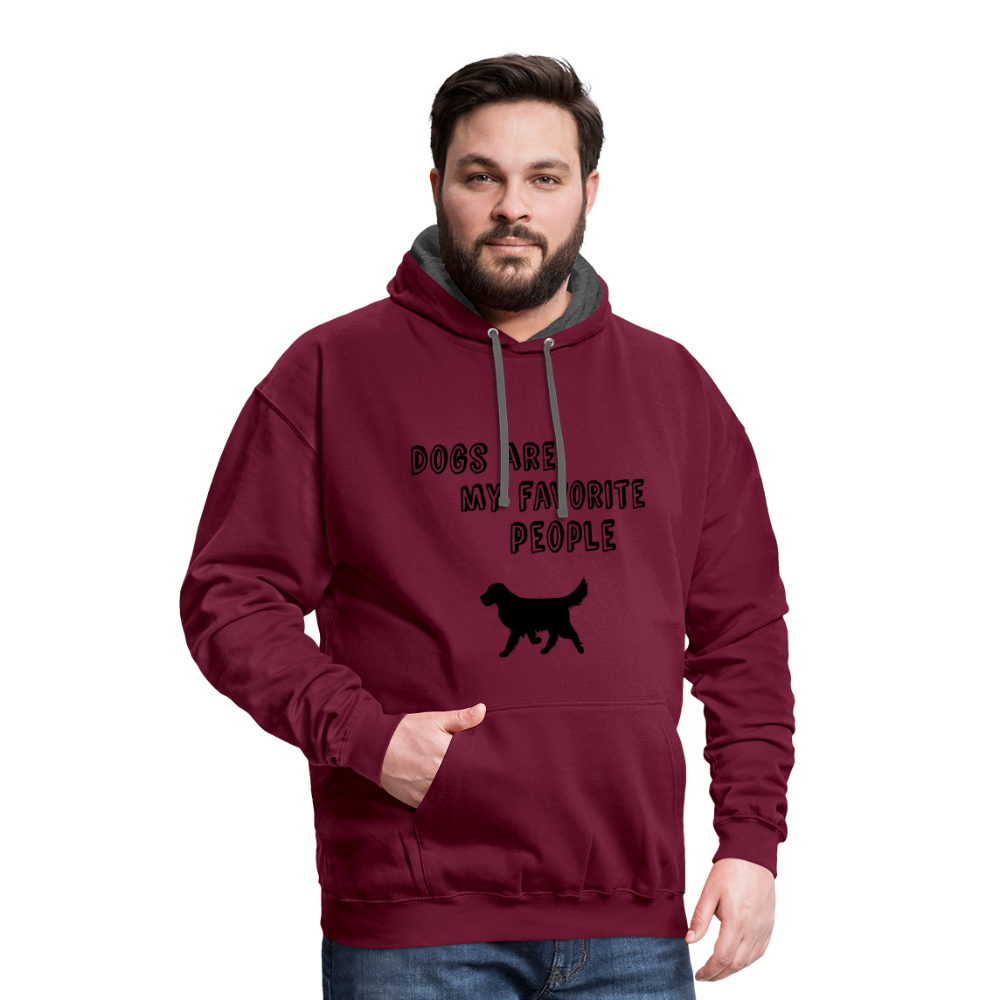 Kontrast-Hoodie - Favorite Dog - Weinrot/Anthrazit