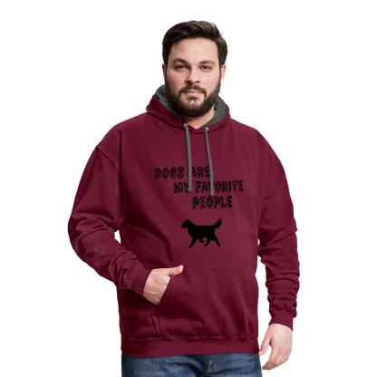 Kontrast-Hoodie - Favorite Dog - Weinrot/Anthrazit