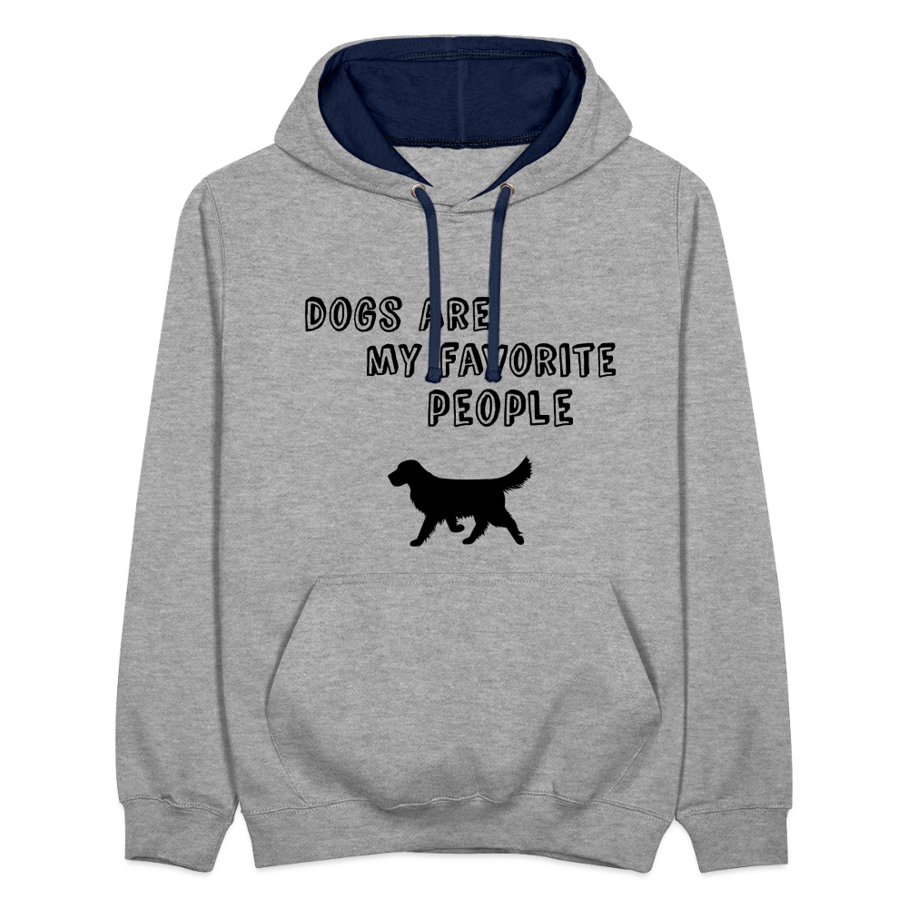 Kontrast-Hoodie - Favorite Dog - Grau meliert/Navy