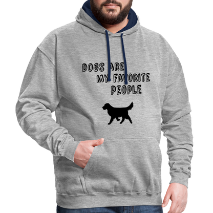 Kontrast-Hoodie - Favorite Dog - Grau meliert/Navy