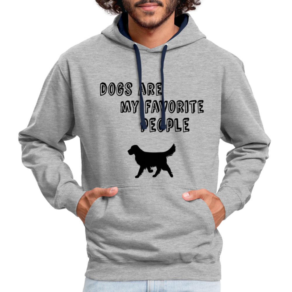 Kontrast-Hoodie - Favorite Dog - Grau meliert/Navy