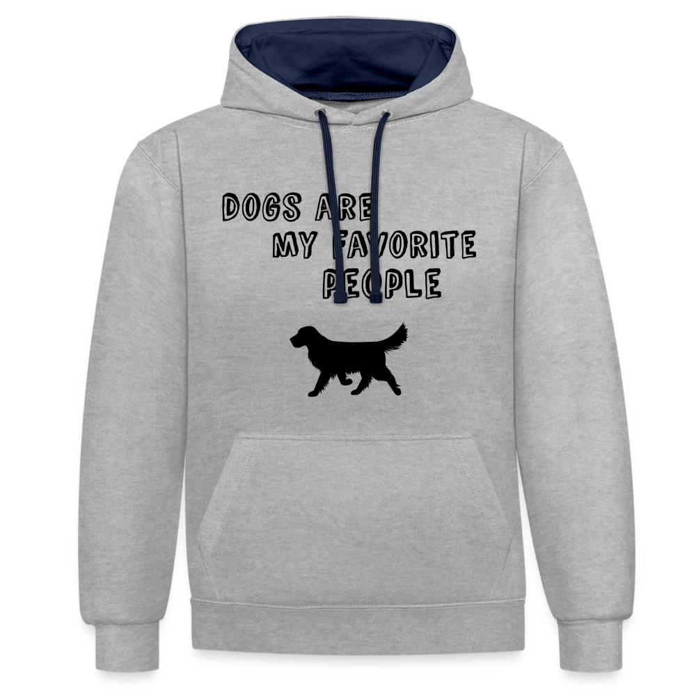 Kontrast-Hoodie - Favorite Dog - Grau meliert/Navy