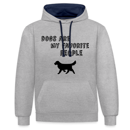 Kontrast-Hoodie - Favorite Dog - Grau meliert/Navy