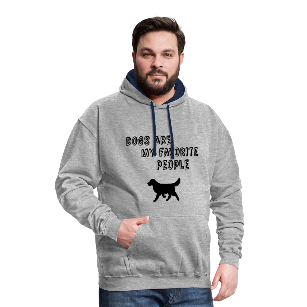 Kontrast-Hoodie - Favorite Dog - Grau meliert/Navy