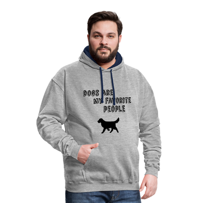 Kontrast-Hoodie - Favorite Dog - Grau meliert/Navy