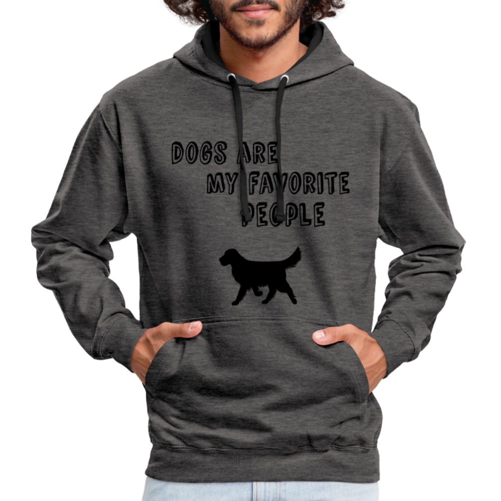 Kontrast-Hoodie - Favorite Dog - Anthrazit/Schwarz