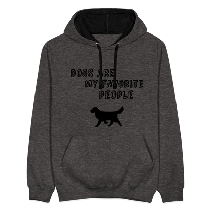 Kontrast-Hoodie - Favorite Dog - Anthrazit/Schwarz