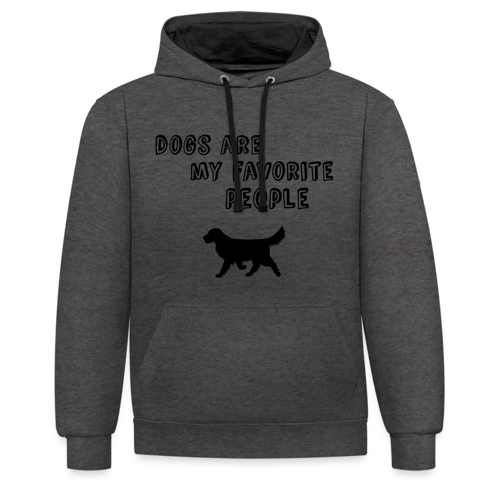 Kontrast-Hoodie - Favorite Dog - Anthrazit/Schwarz