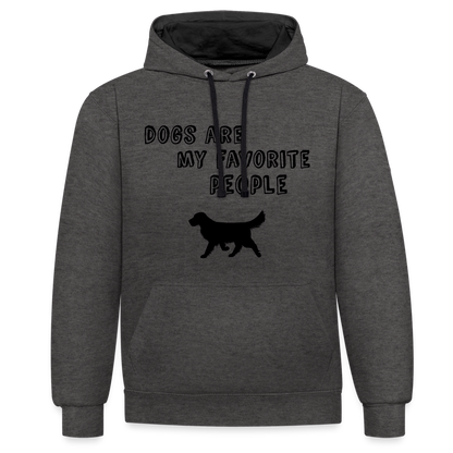 Kontrast-Hoodie - Favorite Dog - Anthrazit/Schwarz