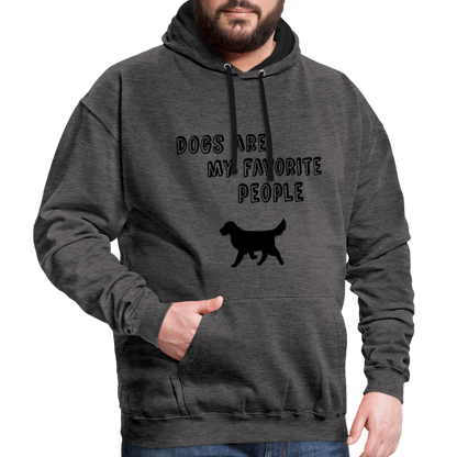 Kontrast-Hoodie - Favorite Dog - Anthrazit/Schwarz