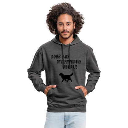 Kontrast-Hoodie - Favorite Dog - Anthrazit/Schwarz