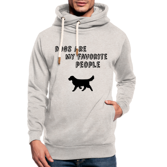 Unisex Schalkragen Hoodie - Favorite Dog - Beige meliert