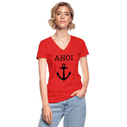 Klassisches Frauen-T-Shirt mit V-Ausschnitt - Ahoi - Rot