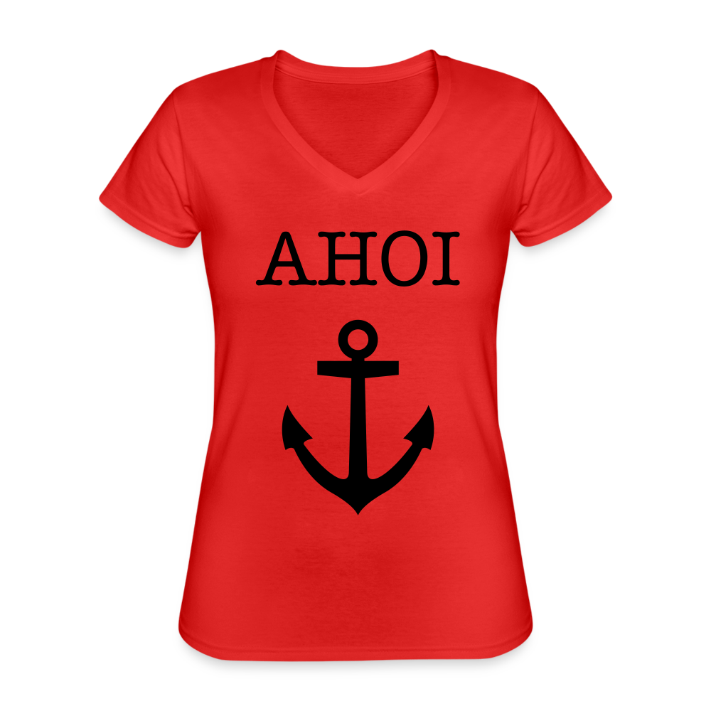 Klassisches Frauen-T-Shirt mit V-Ausschnitt - Ahoi - Rot