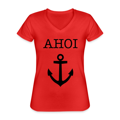 Klassisches Frauen-T-Shirt mit V-Ausschnitt - Ahoi - Rot