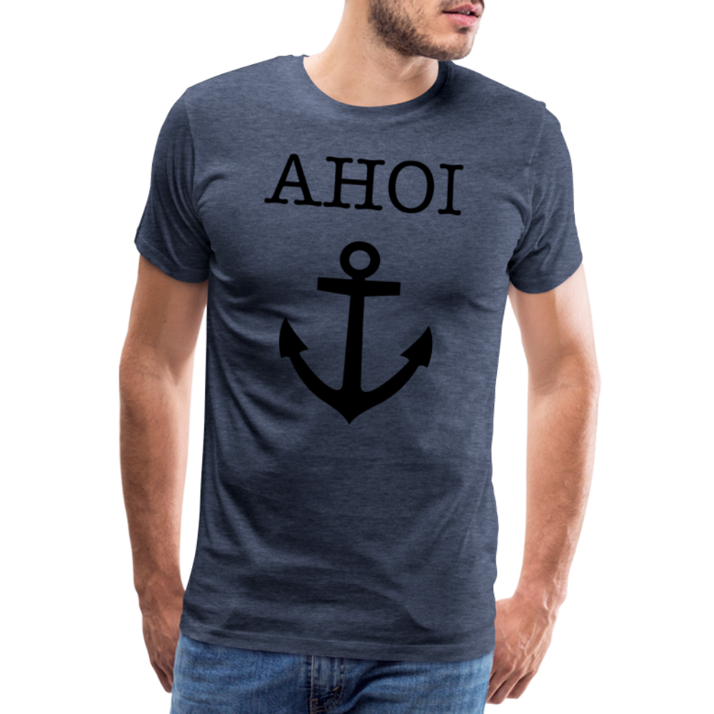 Männer Premium T-Shirt - Ahoi - Blau meliert