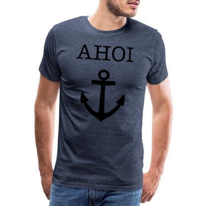 Männer Premium T-Shirt - Ahoi - Blau meliert