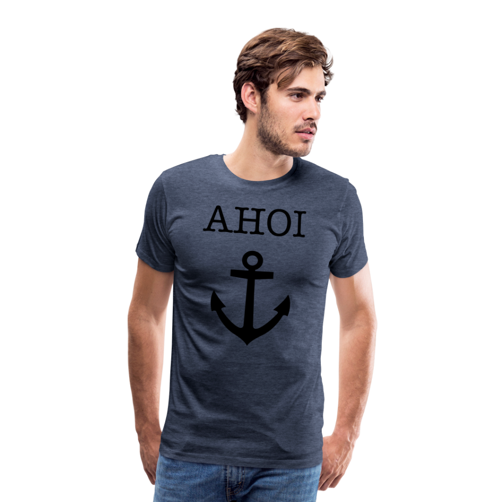 Männer Premium T-Shirt - Ahoi - Blau meliert