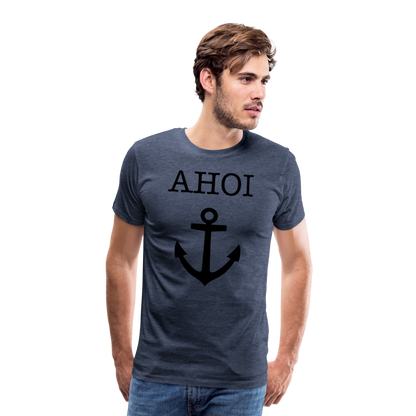 Männer Premium T-Shirt - Ahoi - Blau meliert