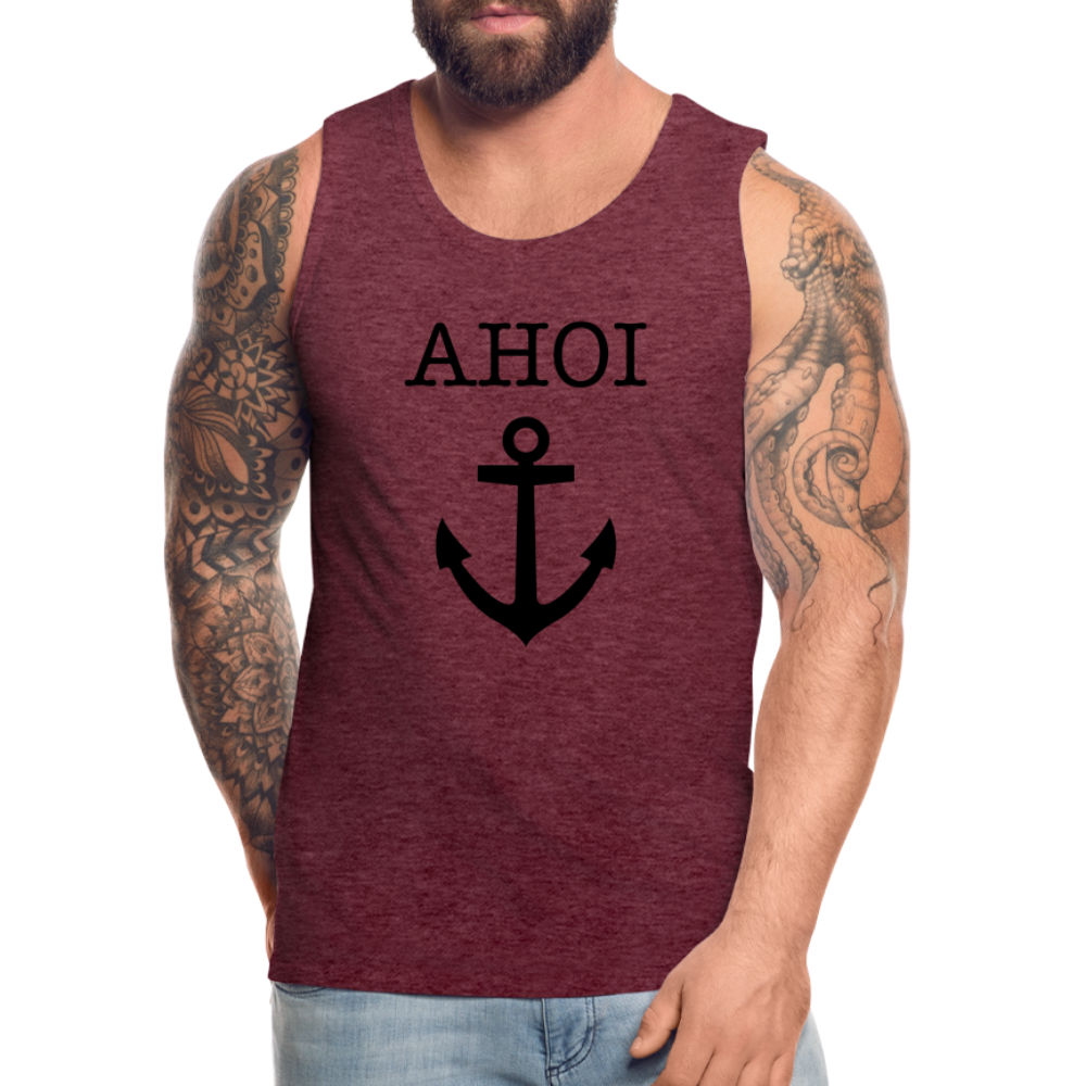 Männer Premium Tank Top -  Ahoi - Bordeauxrot meliert