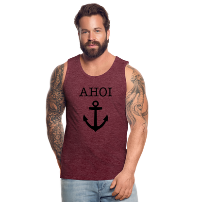 Männer Premium Tank Top -  Ahoi - Bordeauxrot meliert