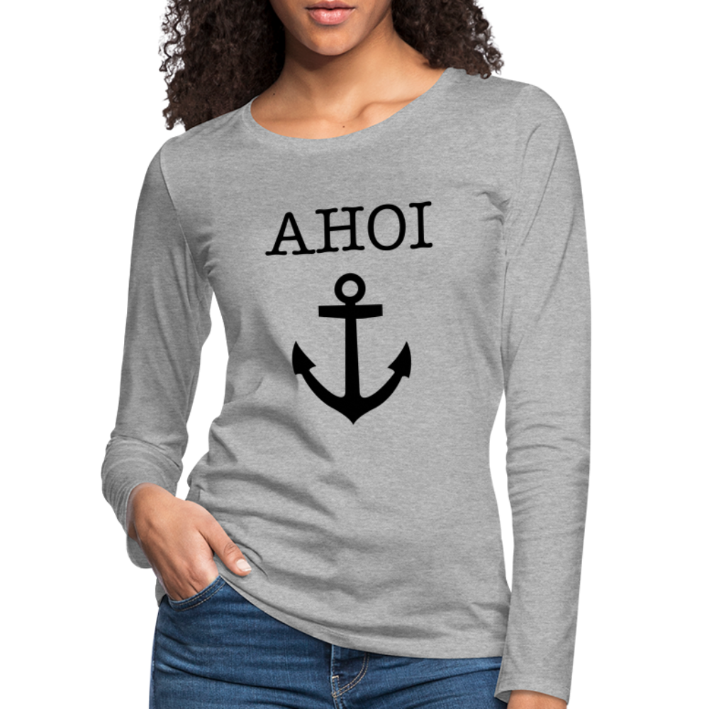 Frauen Premium Langarmshirt - Ahoi - Grau meliert