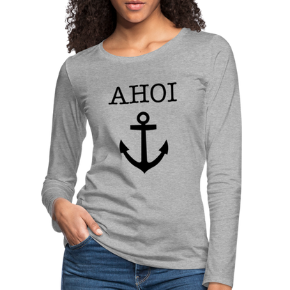 Frauen Premium Langarmshirt - Ahoi - Grau meliert