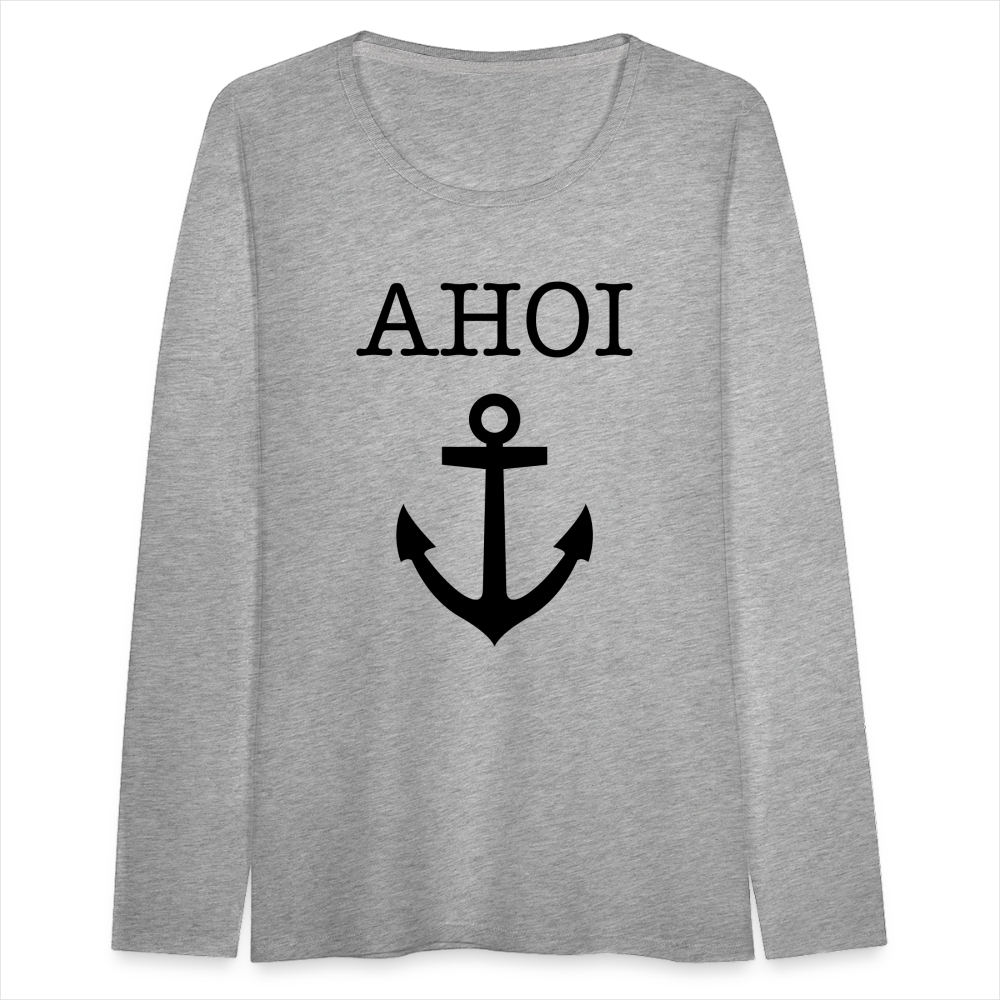 Frauen Premium Langarmshirt - Ahoi - Grau meliert