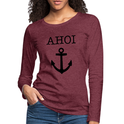 Frauen Premium Langarmshirt - Ahoi - Bordeauxrot meliert