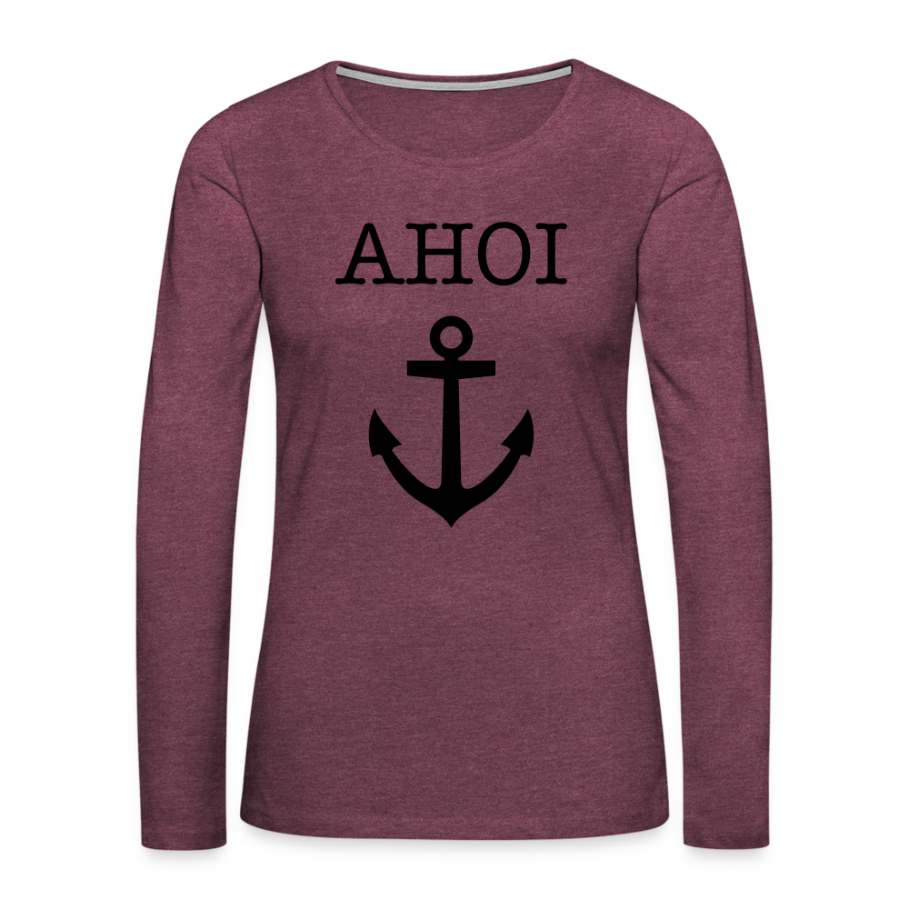 Frauen Premium Langarmshirt - Ahoi - Bordeauxrot meliert