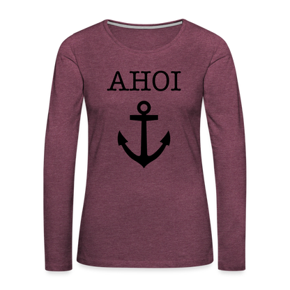 Frauen Premium Langarmshirt - Ahoi - Bordeauxrot meliert