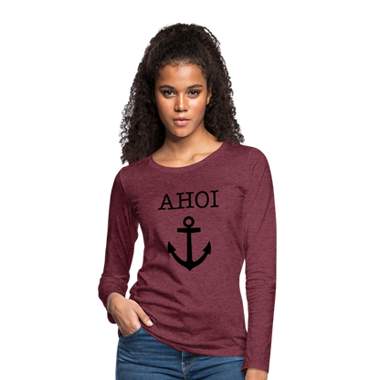 Frauen Premium Langarmshirt - Ahoi - Bordeauxrot meliert