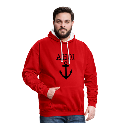 Kontrast-Hoodie - Ahoi - Rot/Weiß