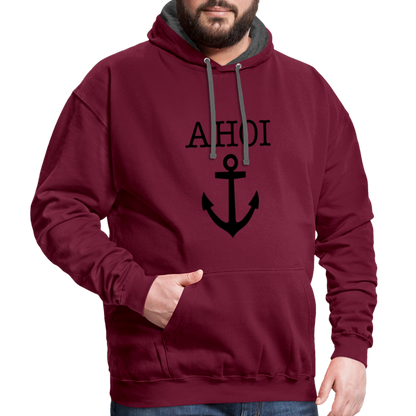 Kontrast-Hoodie - Ahoi - Weinrot/Anthrazit